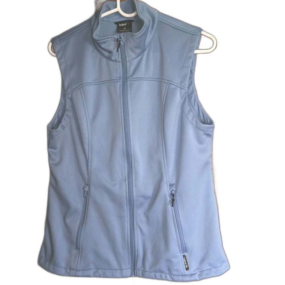 Baleaf Womens Light Blue Full Zip Athletic Running Golf Vest Mock Neck Medium